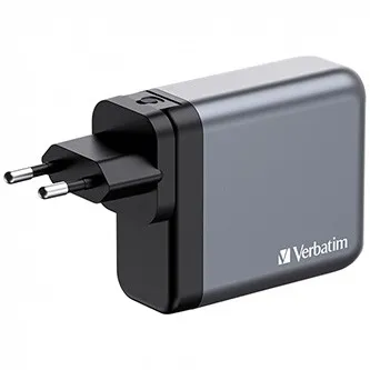Verbatim GaN 32203, cestovná nabíjačka do siete, USB 3.0, USB C, sivá, 140 W, vymeniteľné vidlice C,G,A