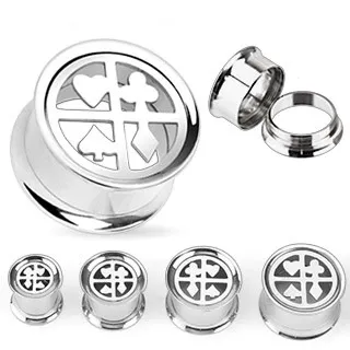 Plug do ucha z chirurgickej ocele - kartové symboly - Hrúbka: 10 mm