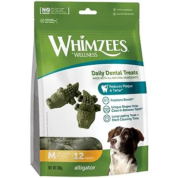 Whimzees Dental aligátor M 30 g, 12 ks (8718627750704)