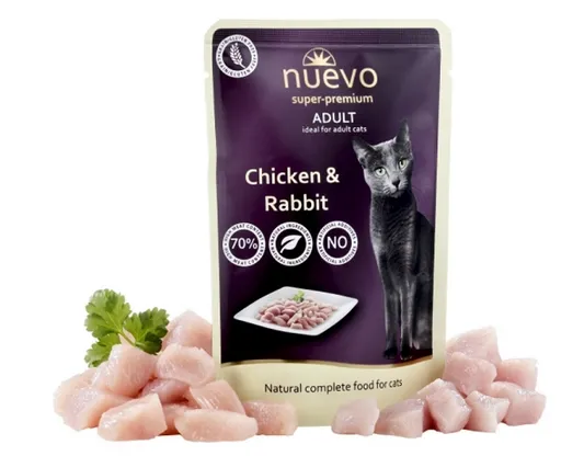NUEVO cat Adult Chicken & Rabbit kapsičky pre mačky 16x85g