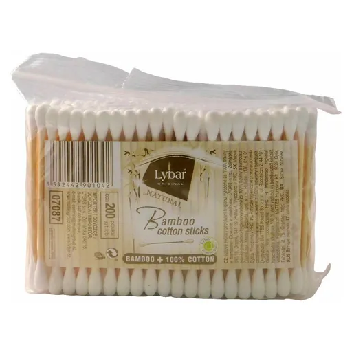 LYBAR Natural Vatové tyčinky vrecko 200 kusov