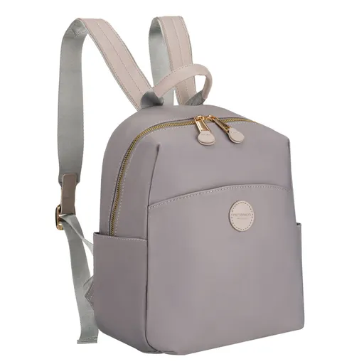 Sivý dámsky batoh Peterson z nylonu a ekokože s vonkajším vreckom