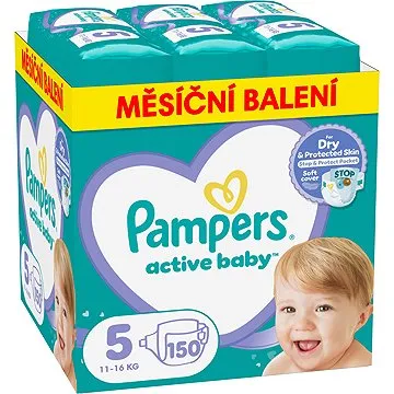 PAMPERS Active Baby veľkosť 5 Junior (150 ks) – mesačné balenie (8001090910981)
