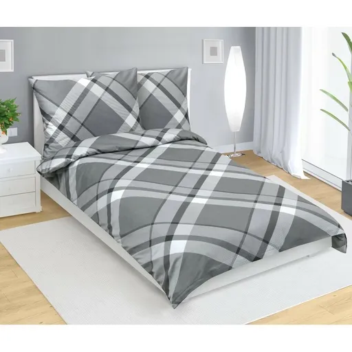 Bellatex Saténové povlečení Káro šedá , 140 x 200cm, 70 x 90 cm, 140 x 200 cm, 70 x 90 cm