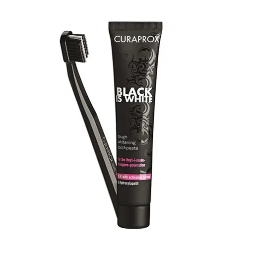Curaprox White is Black zubná pasta + kefka CS 5460 darčeková sada