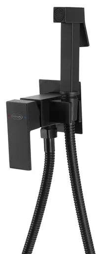 AQUALINE - Podomietková bidetová batéria so Stop sprškou, hadica 1,2m, hranatá, čierna mat SK301B