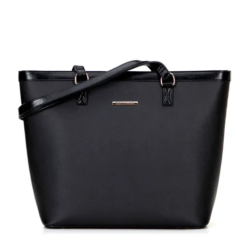 Dámska shopperka z ekokože čierno-zlatá 100-4Y-006-1G