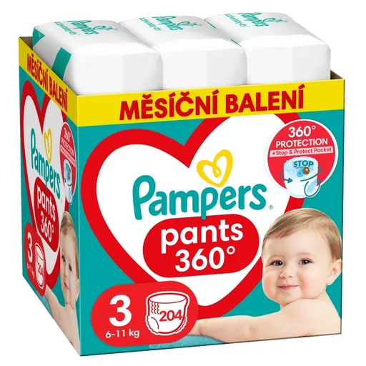 PAMPERS Plienkové nohavičky veľ. 3 box 6-11 kg 204 ks
