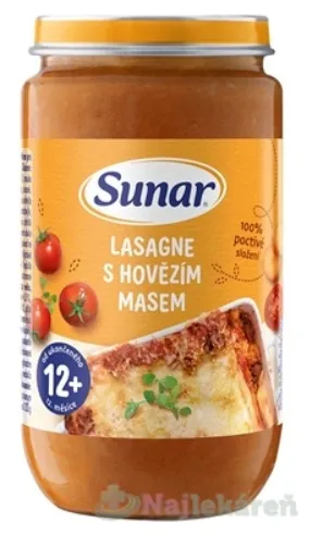 SUNAR LASAGNE S HOVÄDZÍM MÄSOM zeleninovo-mäsový príkrm 12m+ 235g