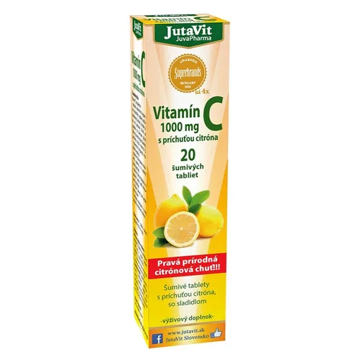 JUTAVIT Vitamín C 1000 mg s príchuťou citróna so sladidlom 20 šumivých tabliet