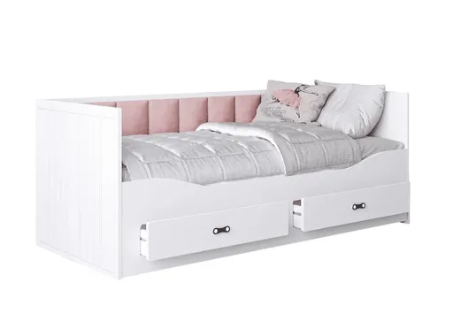 ArtAJ Rozkladacia posteľ EMMELINE s matracom | biela/ružová 80 x 200 cm