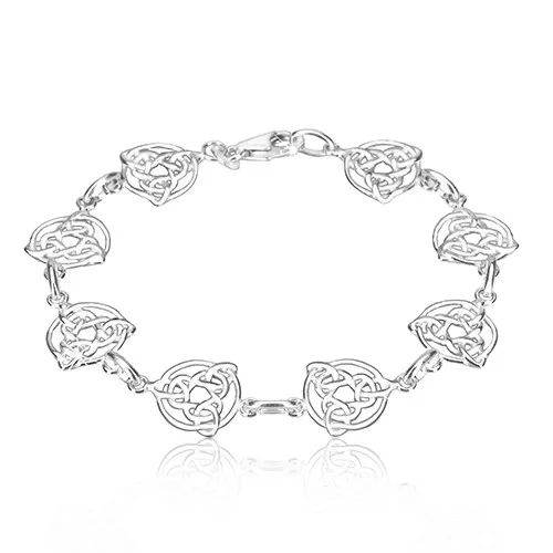 Náramok zo striebra 925 - keltské uzly s tromi cípmi v kruhu, jednoduché očká