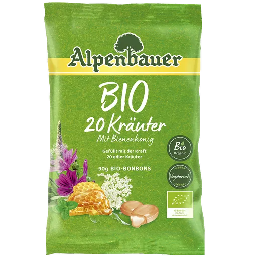 ALPENBAUER Prírodné cukríky 20 byliniek BIO 90 g