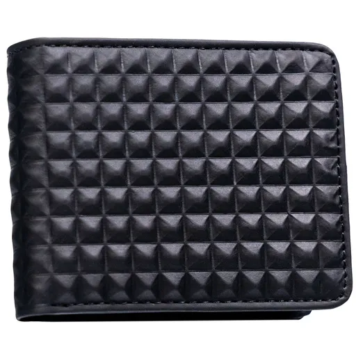 Čierna pánska peňaženka s módnym geometrickým vzorom, bez vonkajšieho zapínania - Peterson