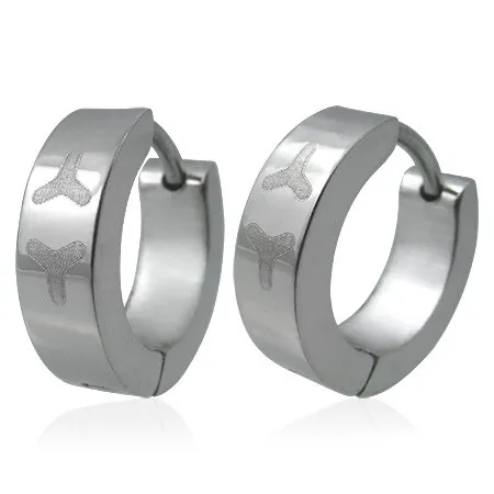 Oceľové náušnice - obruče s ornamentom