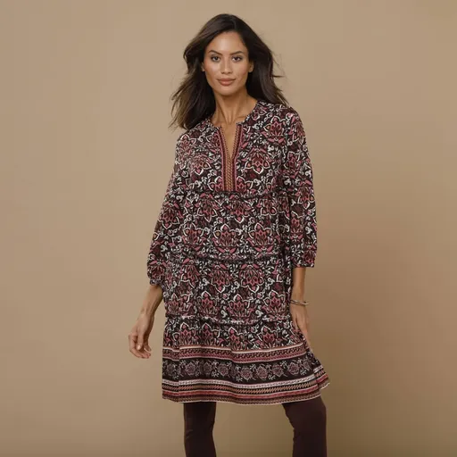 Tunika s potlačou a 3/4 blúzkovými rukávmi