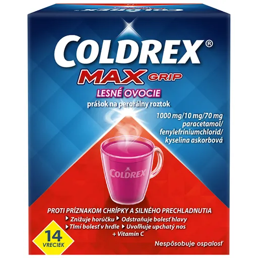 COLDREX MaxGrip Lesné ovocie horúci nápoj na chrípku 14 vreciek