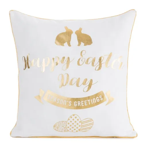 ArtFir Veľkonočná obliečka na vankúš EASTER 65 | biela/zlatá 45 x 45 cm