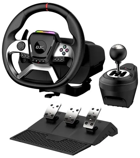 Genius GX Gaming SpeedMaster X5 FF Volant, pedále, radiaca páka, pre PC, PS4, Xbox One, vibrácie, čierno-strieborný