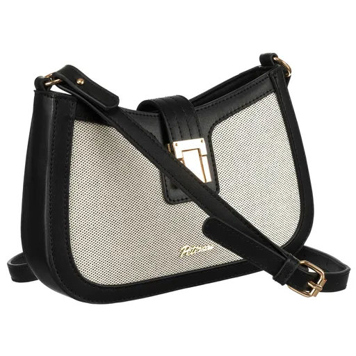 Béžová dámska kožená crossbody taška z prírodnej kože a canvas plátna – Peterson