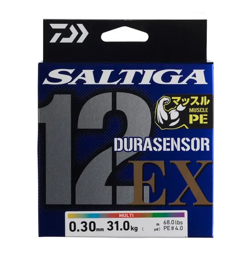 Daiwa splietaná šnúra saltiga durasensosr12 braid ex + si3 300 m multi color - 0,12 mm 10 kg