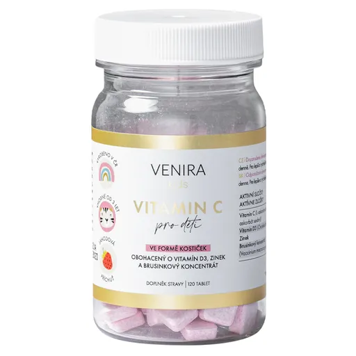 VENIRA Kids vitamín C pre deti jahoda 120 cmúľacích tabliet