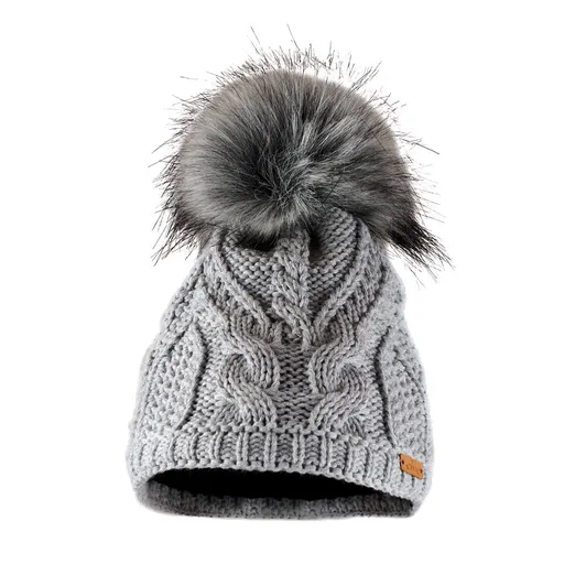 Bontis Dámska zimná čiapka s kožušinovým brmbolcom - Svetlošedý melír | uni