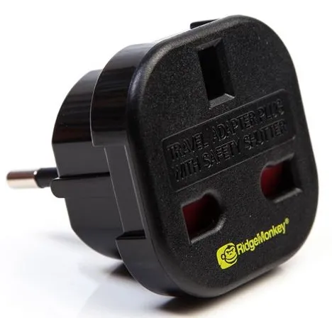 Ridgemonkey adaptér k nabíjačke vault uk 3 pin to eu 2 pin adaptor
