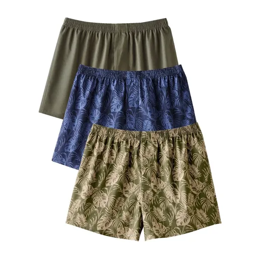 Súprava 3 bavlnených trenírok s potlačou listov