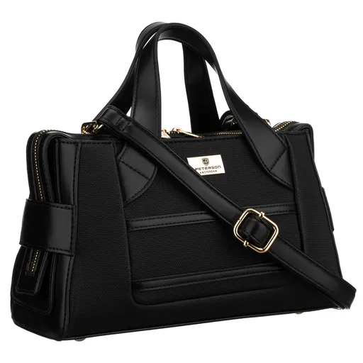 Elegantná čierna dámska kabelka Peterson s kovovými detailmi a viacerými možnosťami nosenia