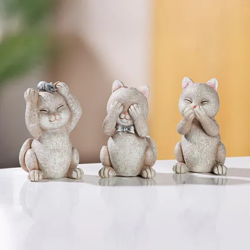 Gilde Dekorační figurky Trio moudrých koček, sada 3 ks