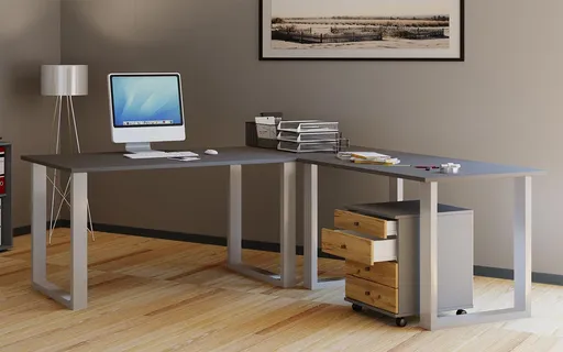 VCM Rohový stůl Lona 220x160x80 U-nohy, antracit