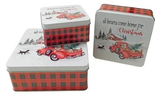 MAKRO - Dóza sada 3ks vianočná štvorcová