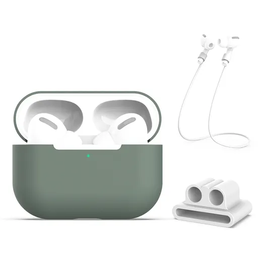 PROTEMIO 3in1 Sada pre ochranu slúchadiel Apple AirPods Pro zelená