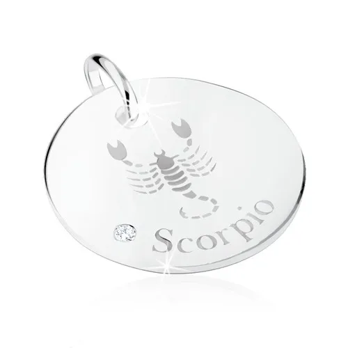 Strieborný prívesok 925, znamenie ŠKORPIÓN, číry zirkón, zrkadlový lesk