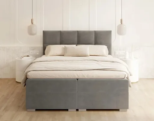 FDM Manželská posteľ PORTLAND Boxspring | sivá 160 x 200 cm