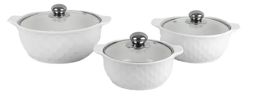 MAKRO - Misa 3ks s pokrievkou, 2L, 1,2L,0,8L, keramika / sklo