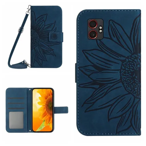 ART SUNFLOWER Peňaženkový obal so šnúrkou pre Samsung Galaxy Xcover 7 Pro modrý