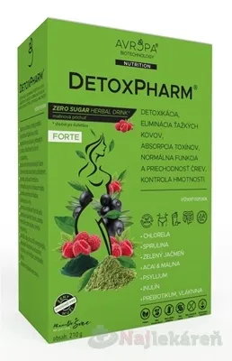 AVROPA DetoxPharm Forte prášok, malinová príchuť 210g