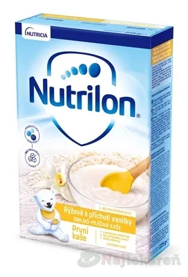 Nutrilon obilno-mliečna Prvá kaša ryžová s príchuťou vanilky, bez palmového oleja 225g