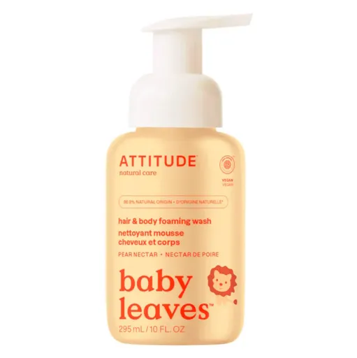 ATTITUDE Baby leaves Detská umývacia pena 2 v 1 s vôňou hruškovej šťavy 295 ml