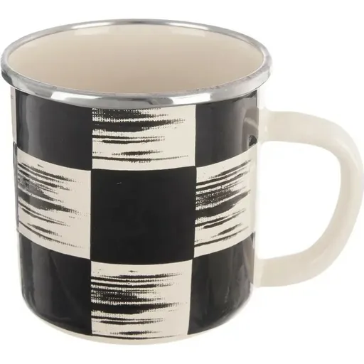 Hrnček smalt ŠACHOVNICA Lem 0,41 l, pr. 8,8 cm