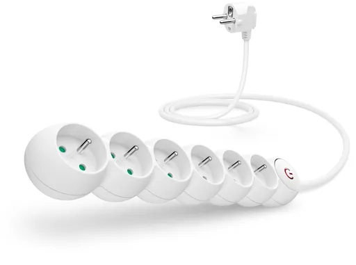 CONNECT IT predlžovací kábel 230 V, 6 zásuviek, 5 m, s vypínačom (biely)