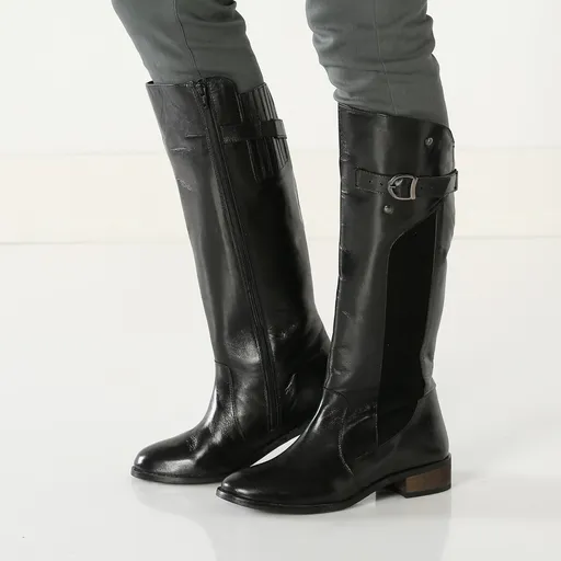 Kožené vysoké čižmy s nastaviteľnou prackou