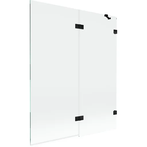 MEXEN/S - Lunar vaňová zástena 2-krídlová pravá 140 x 150, transparent, čierna 897-140-100-70-00-P