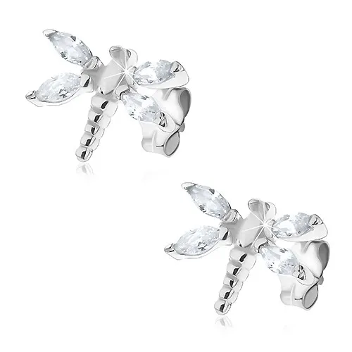 Strieborné náušnice 925 - vážky so zirkónovými krídlami