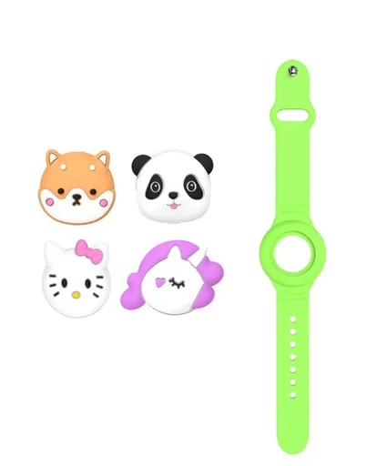 BUDDY Detský remienok s vymeniteľným zvieratkom pre Apple AirTag zelený