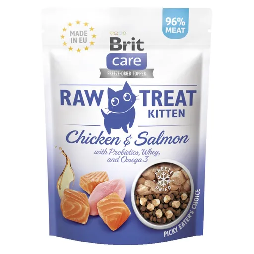 BRIT Raw Treat Cat Kitten Chicken & Salmon maškrty pre mačiatka 40 g