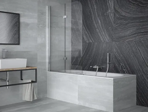 BESCO - Vaňová zástena AVIGO - FARBA rámu - Hliník leštený, Rozmer A - 100 cm, Smer zatvárania - Univerzálny Ľavé / Pravé, Výplň - Číre bezpečnostné sklo - 5 mm BCAVIG10CC