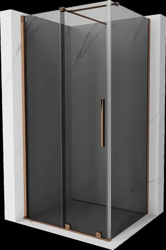 MEXEN/S - Velár sprchovací kút, posuvné dvere 130 x 100, grafit, ružové zlato 871-130-100-41-60